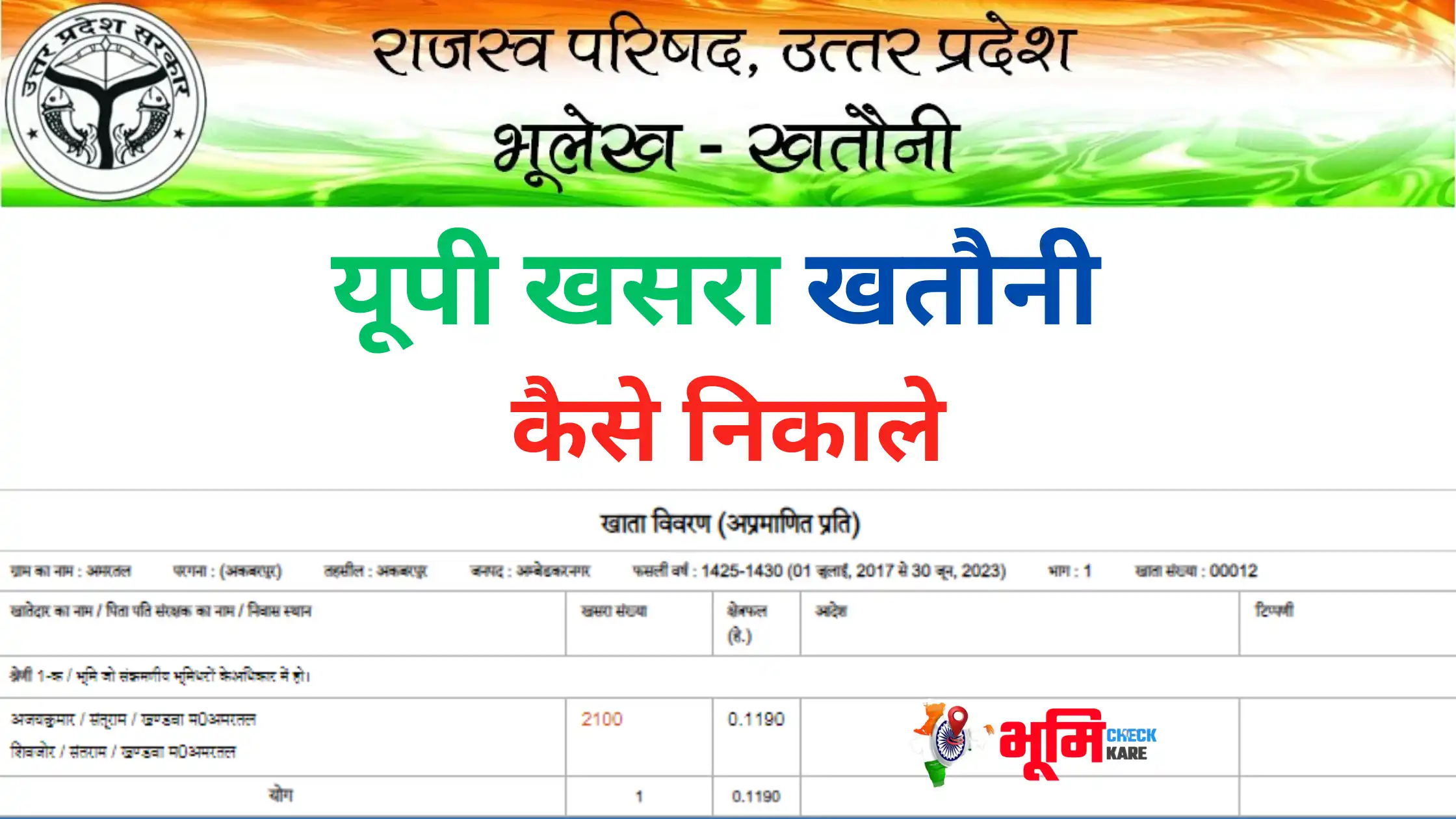 Up Khasara Khatauni Kaise Nikale