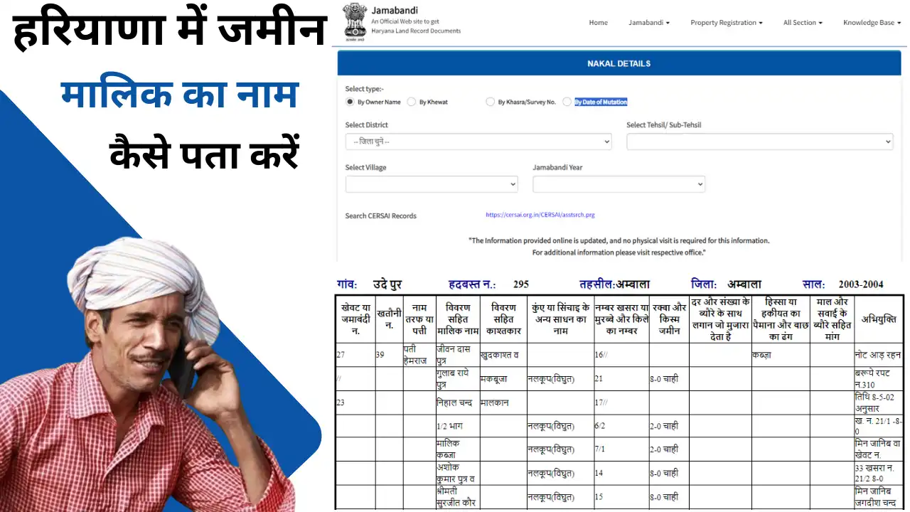 Haryana Jamin Malik Ka Naam Pata Kare