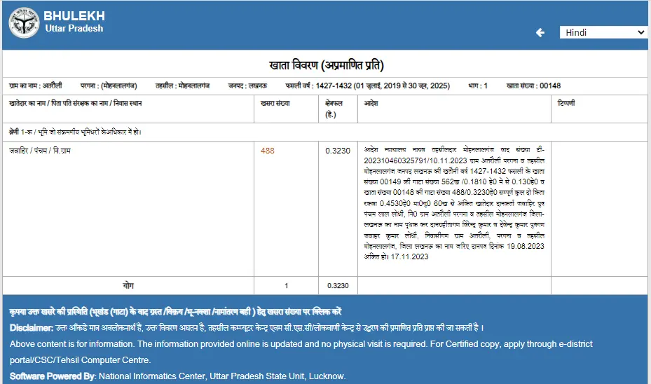bhulekh lucknow online