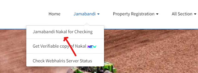 jamabandi nakal for checking ke option par click kare